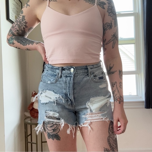 American Eagle Outfitters Pants - American Eagle Blue Distressed Denim 90’s Vintage Boyfriend Shorts